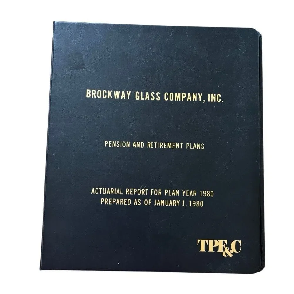 Brockway Glass Company, Inc. 1980 Pension And Retirement 1” Binder